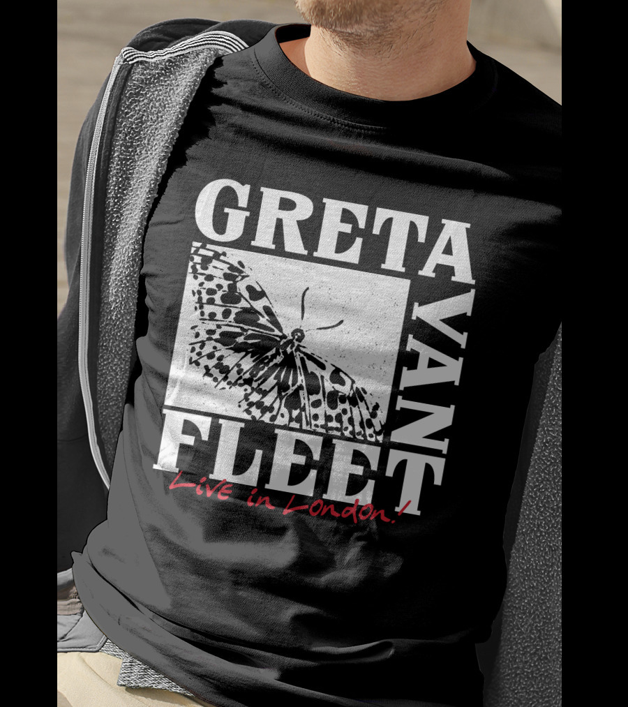 Greta Van Fleet Live In London Butterfly Motif T-Shirt