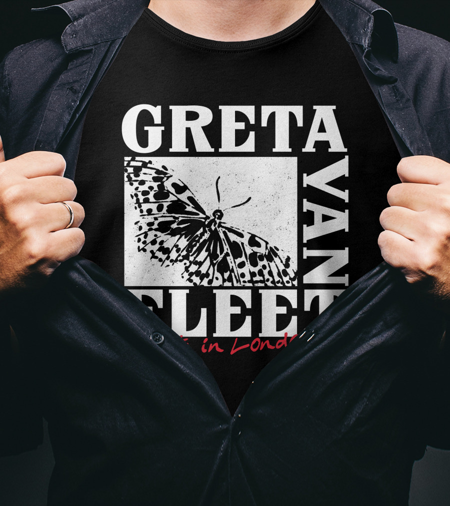 Greta Van Fleet Live In London Butterfly Motif T-Shirt