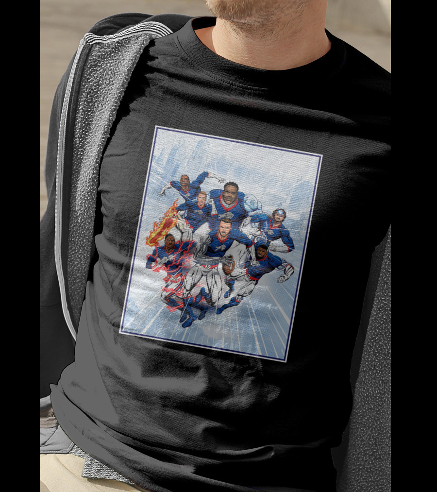 Bills Super Hero Comic Style Team Assembly T-Shirt