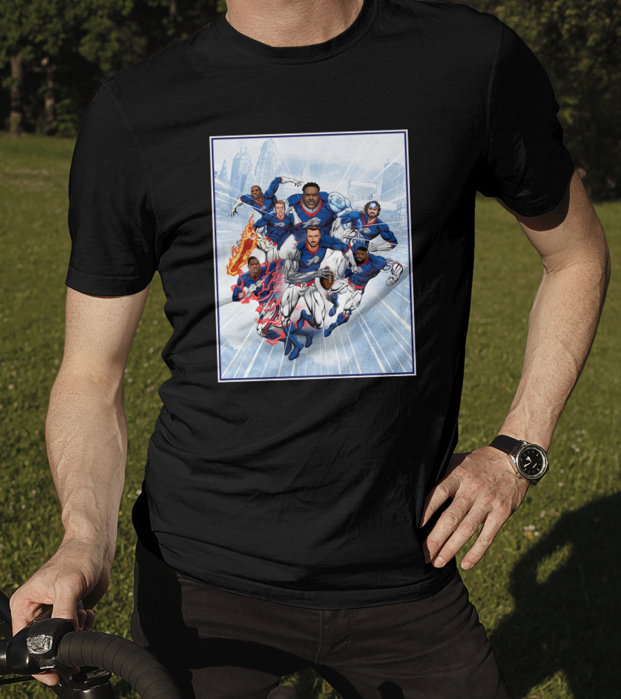 Bills Super Hero Comic Style Team Assembly T-Shirt