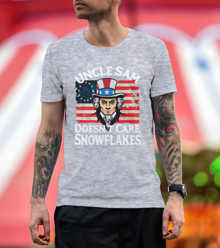 Uncle Sam Doesn't Care Snowflakes American Flag T-Shirt