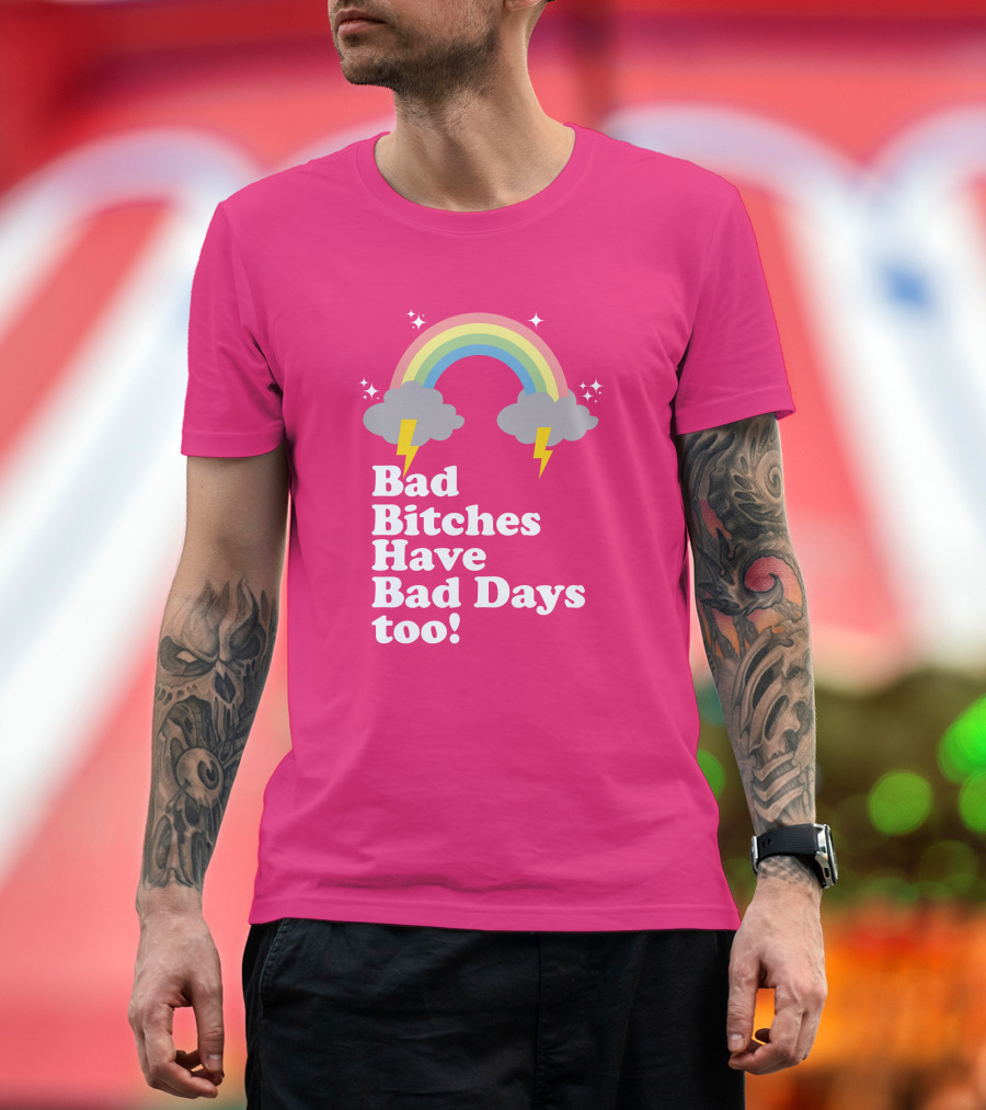 Megan Thee Stallion Bad Bitches Have Bad Days Too Pink Rainbow T-Shirt