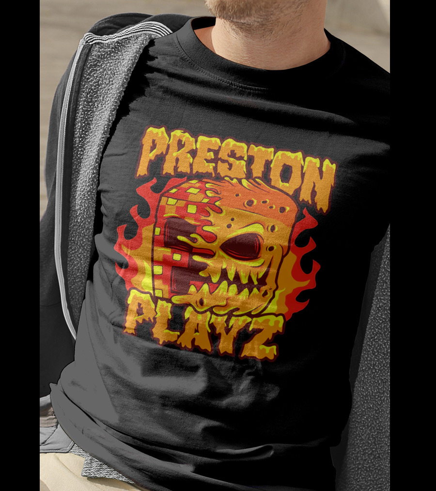 Preston Playz Flaming Pixel Mask Blaze T-Shirt