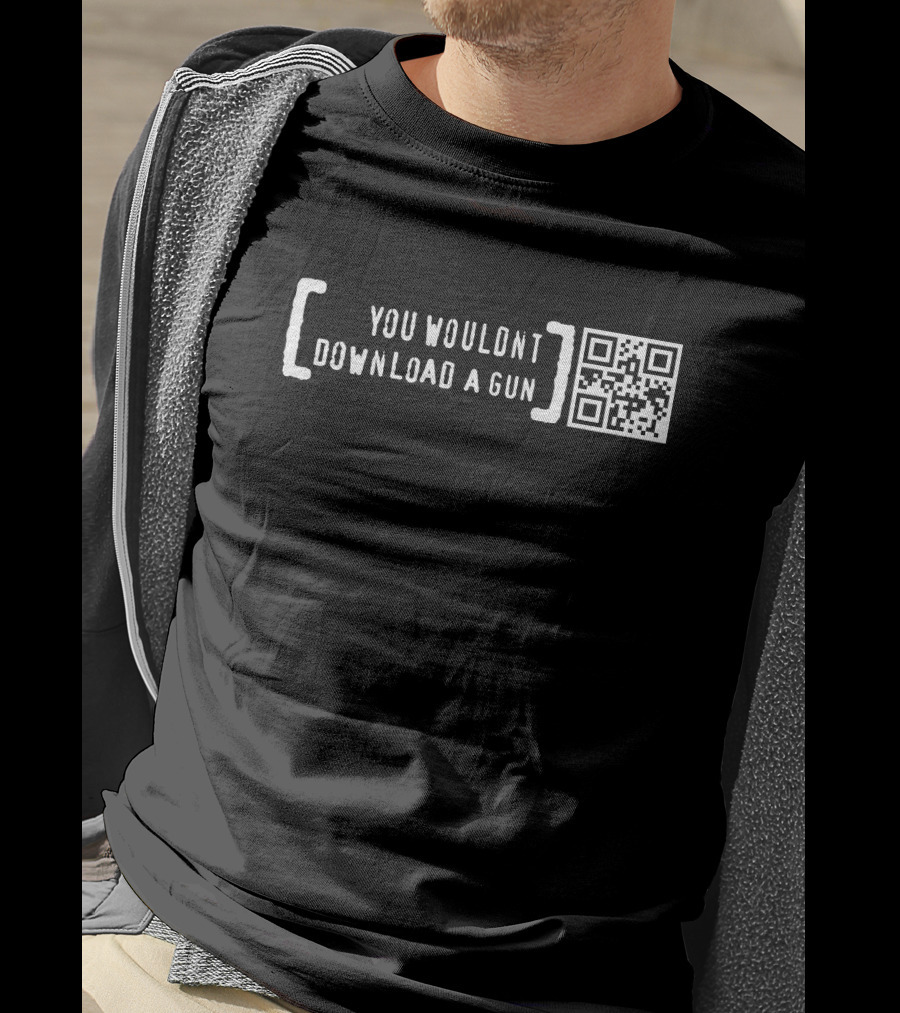 You Wouldn't Download A Gun QR Code Text T-Shirt