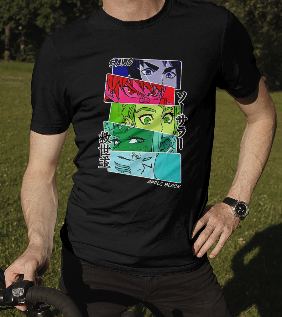 Saturday AM Apple Black Sano Character Panels Spencer's Merch T-Shirt