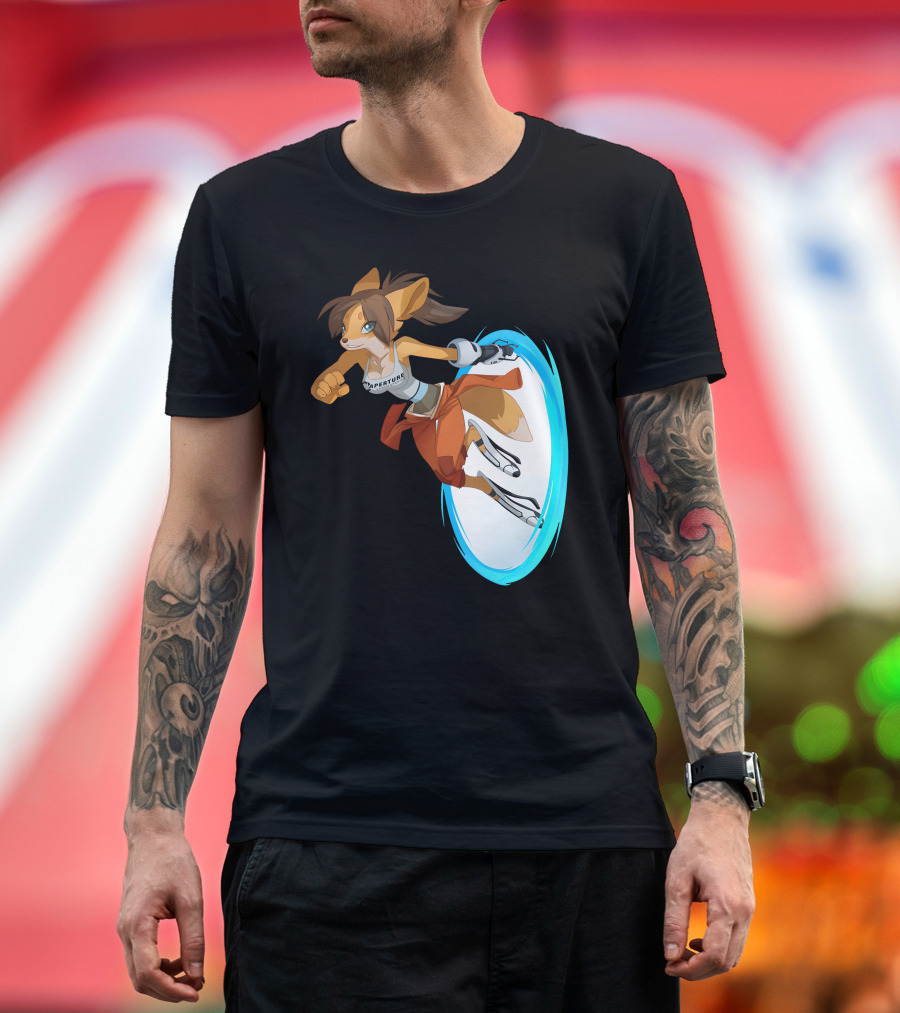 Sajira Aperture Laboratories Fox Chell Stormi Folf Portal Character T-Shirt