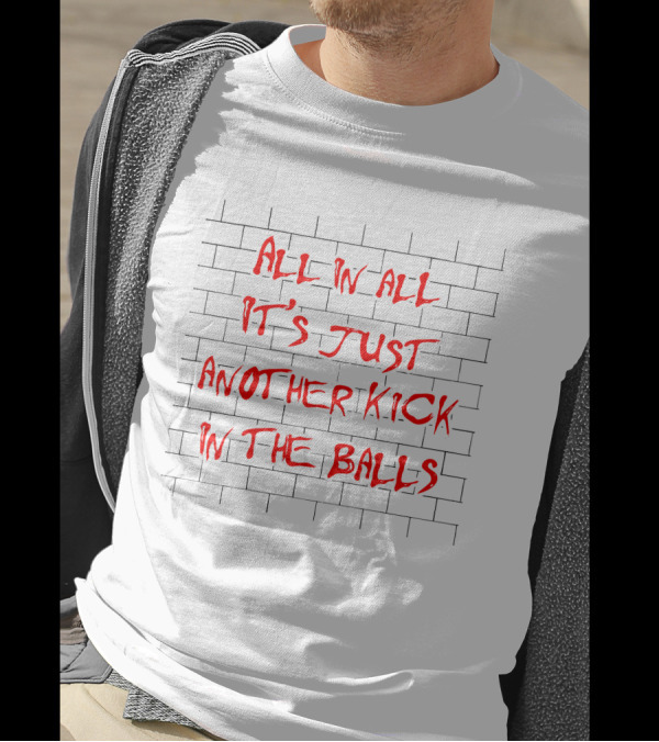Pink Floyd Inspired All In All It's Just Another Kick In The Balls Brick Wall T-Shirt