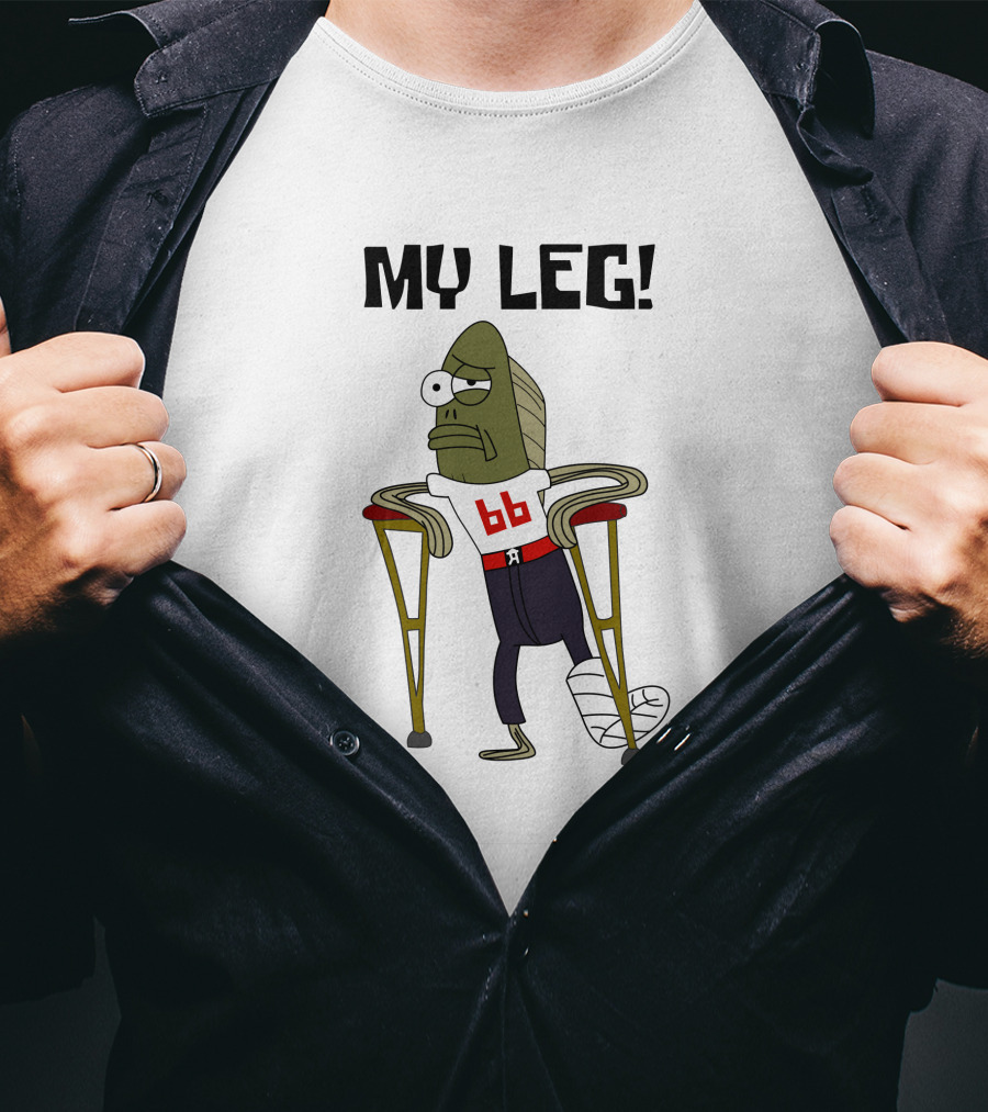 SpongeBob My Leg Iconic Character 66 Crutches Injured Gag T-Shirt