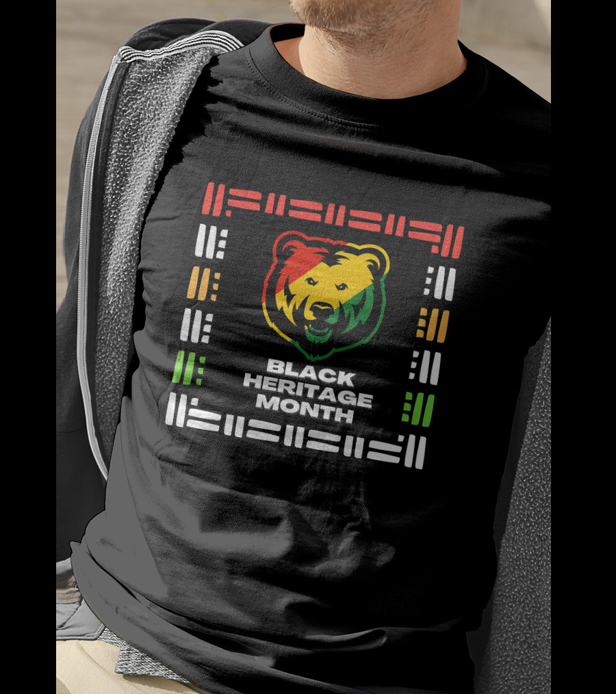 Black Heritage Month Bear Pop Art Block Colors T-Shirt