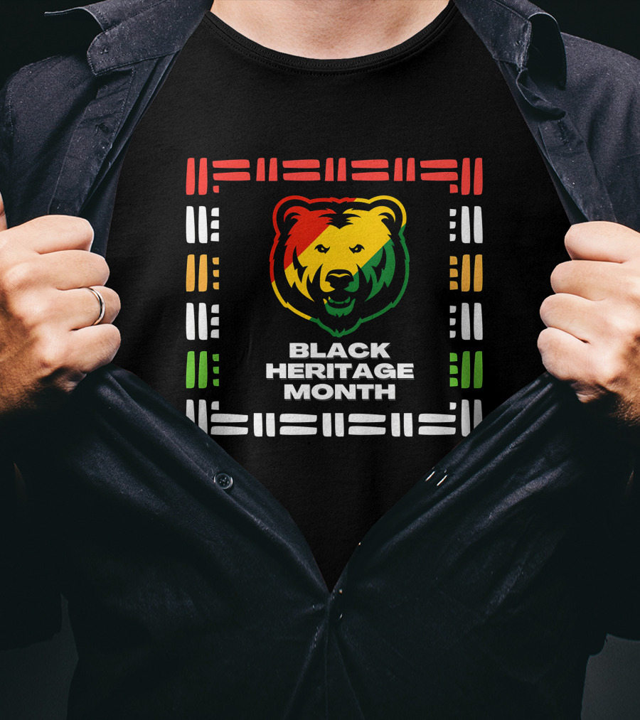 Black Heritage Month Bear Pop Art Block Colors T-Shirt