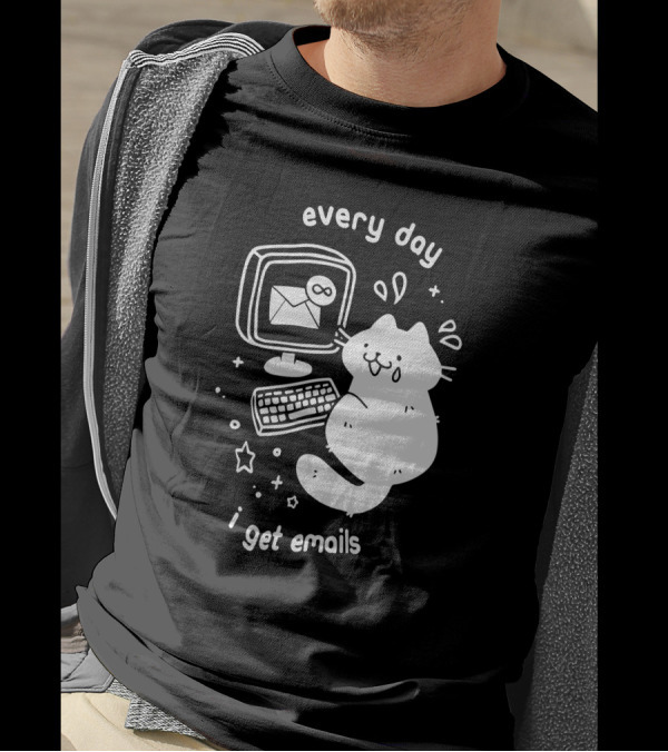 Every Day I Get Emails Cat Computer Stars Keyboard Infinity T-Shirt