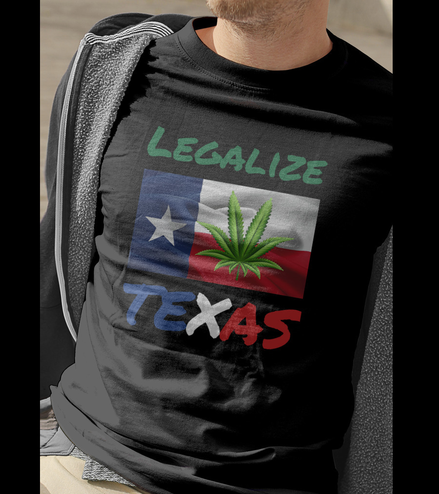 Legalize Texas Cannabis Leaf With Texas Flag Colors T-Shirt