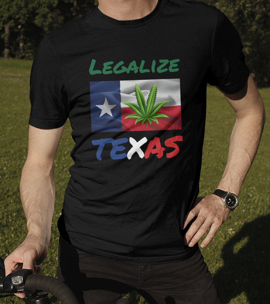 Legalize Texas Cannabis Leaf With Texas Flag Colors T-Shirt