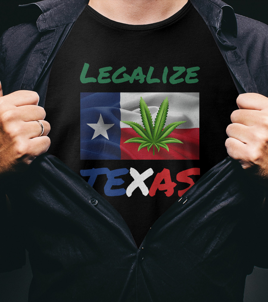 Legalize Texas Cannabis Leaf With Texas Flag Colors T-Shirt