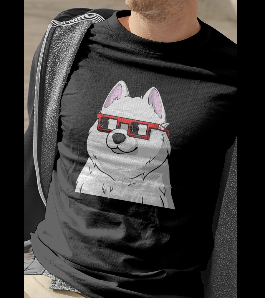 SAMO X Nouns White Dog With Red Glasses T-Shirt