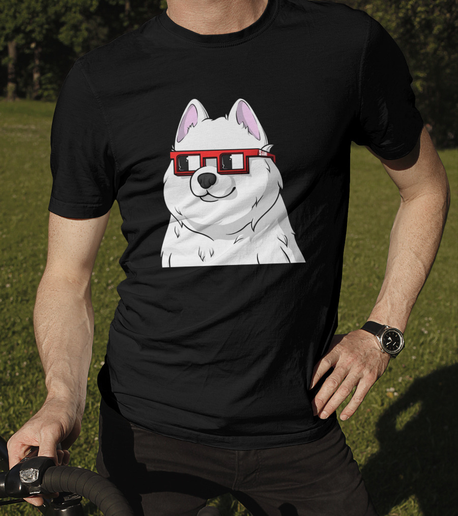 SAMO X Nouns White Dog With Red Glasses T-Shirt