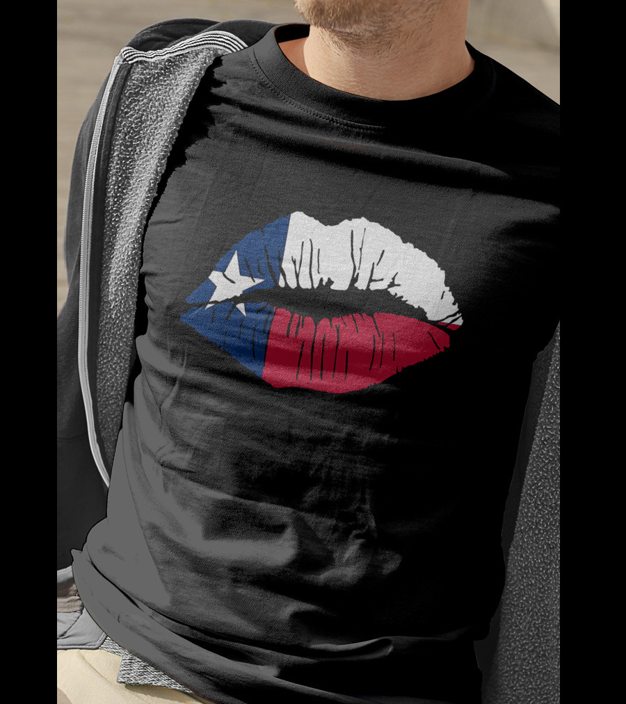 Texas Lone Star Flag Lips T-Shirt