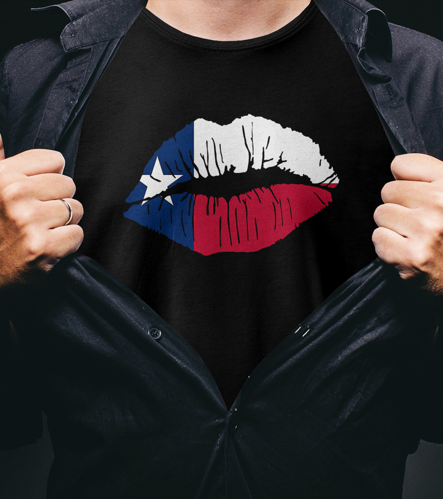 Texas Lone Star Flag Lips T-Shirt
