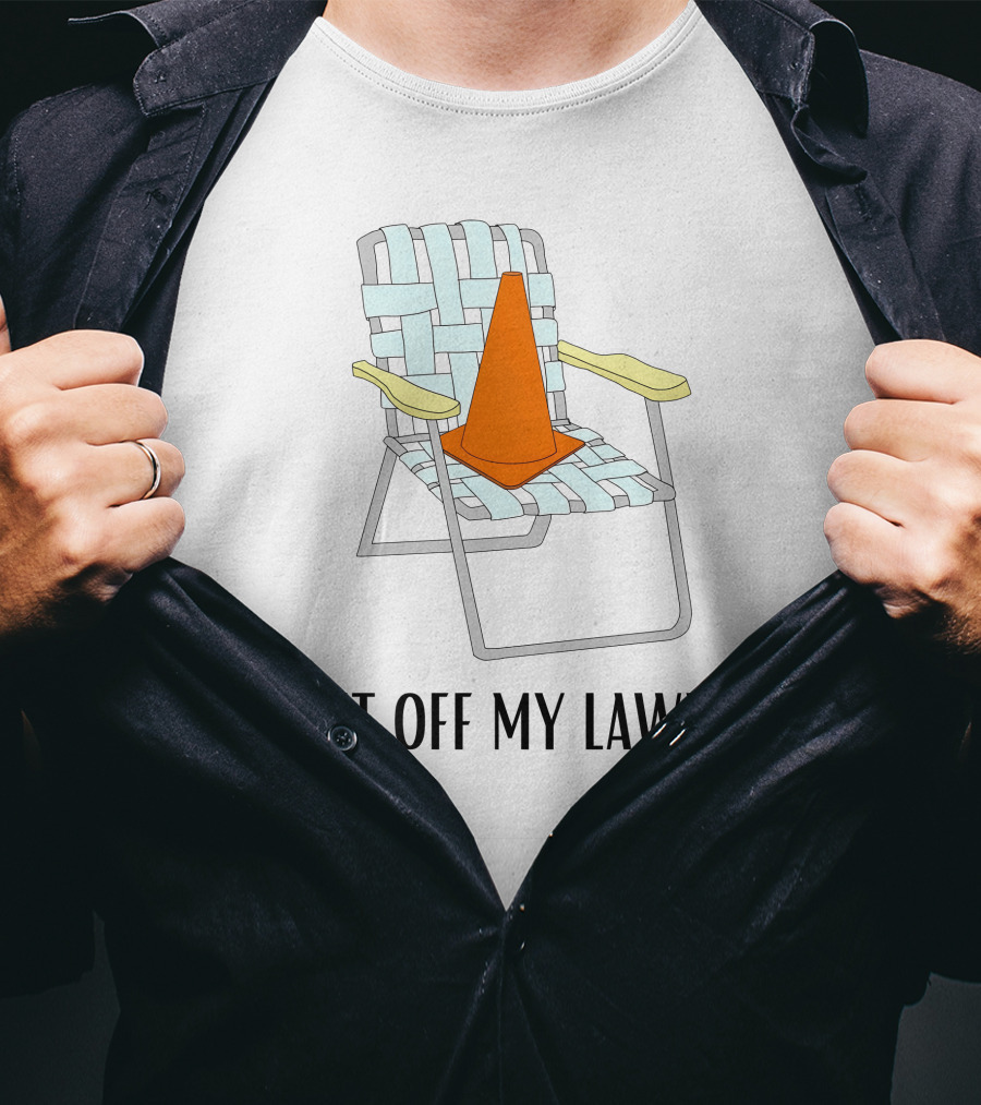 Jake Crain Get Off My Lawn Chair With Traffic Cone T-Shirt