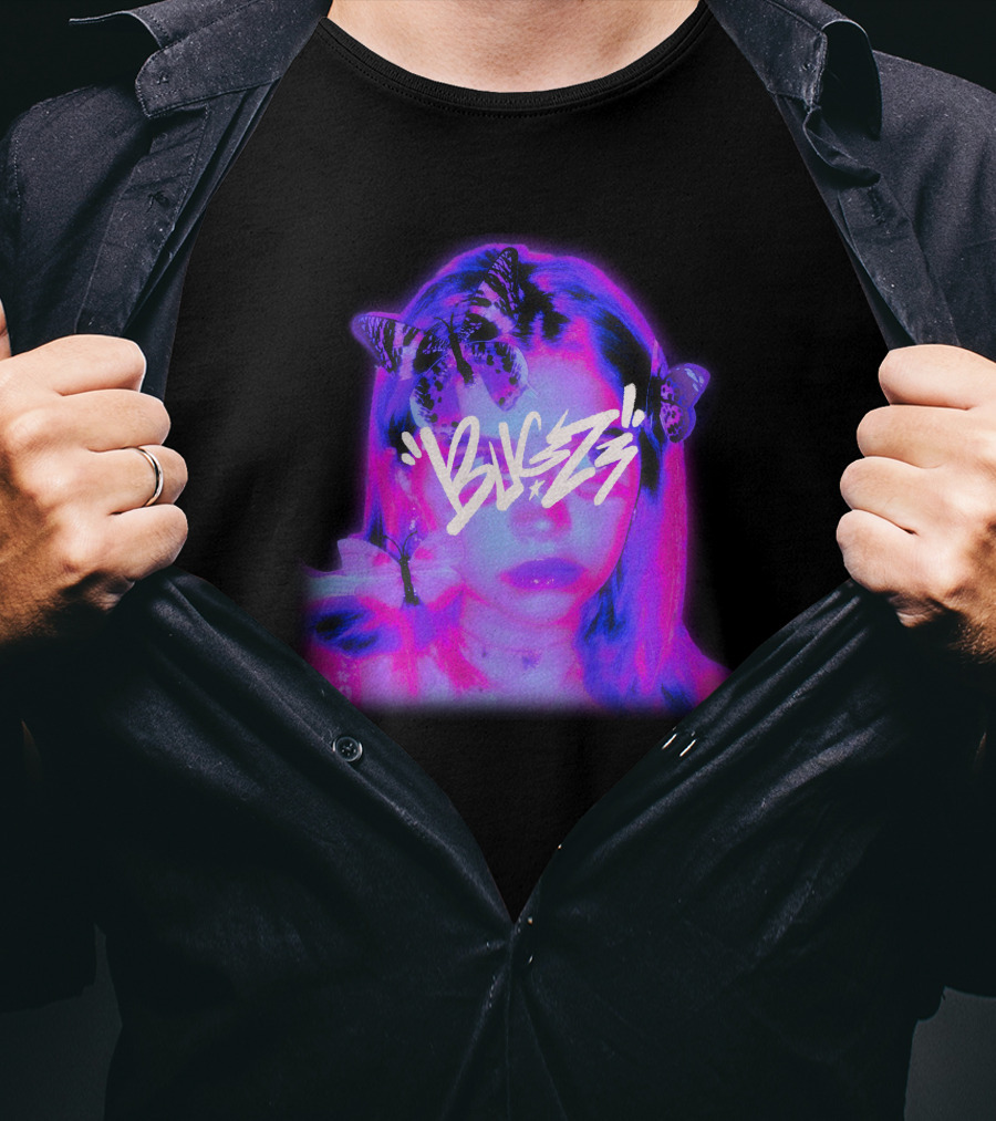 Bugzz Girl Neon Butterfly Aesthetic T-Shirt