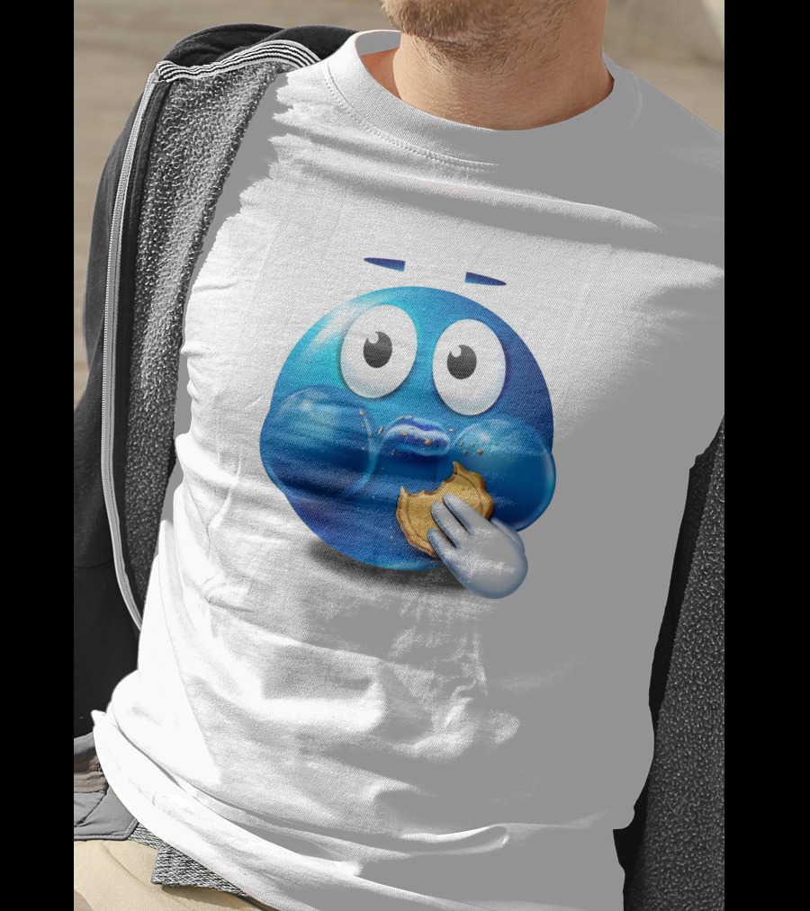 Pac-Man Style Blue Ghost Eating Cookies Hungee T-Shirt