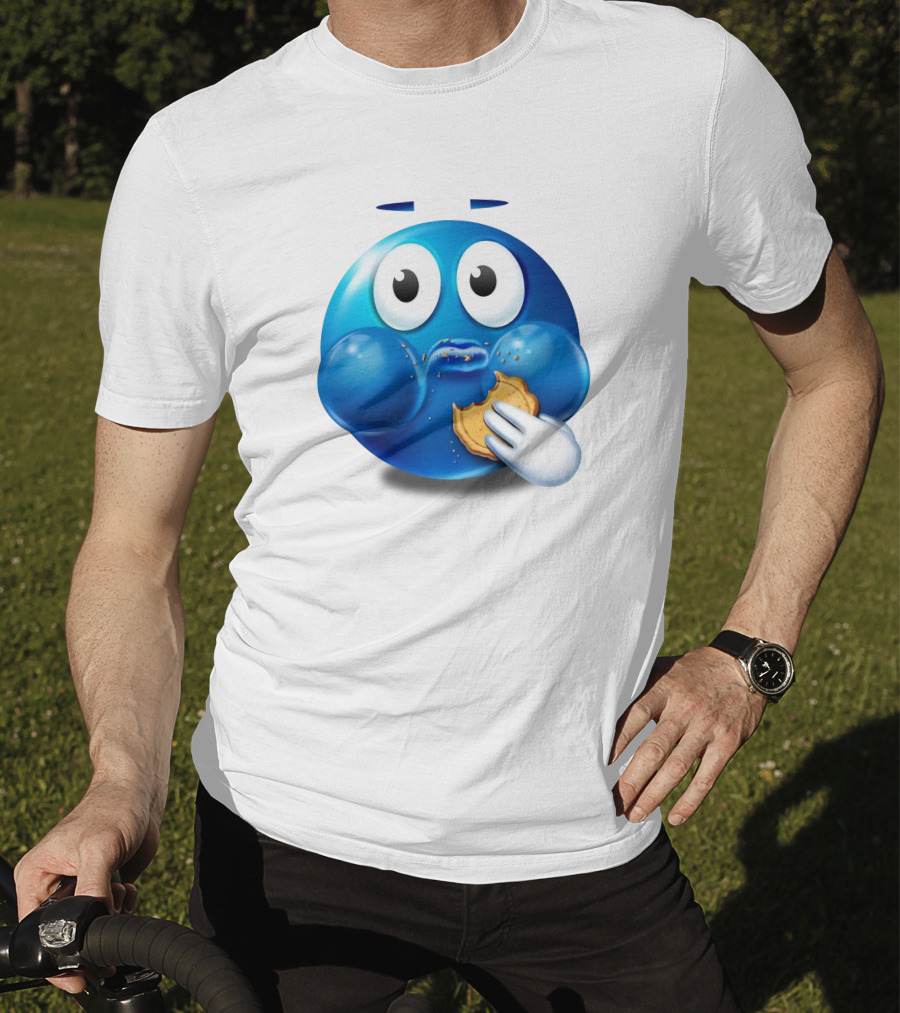 Pac-Man Style Blue Ghost Eating Cookies Hungee T-Shirt