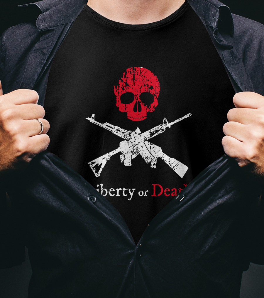 Liberty Or Death Skull And Crossed Rifles T-Shirt