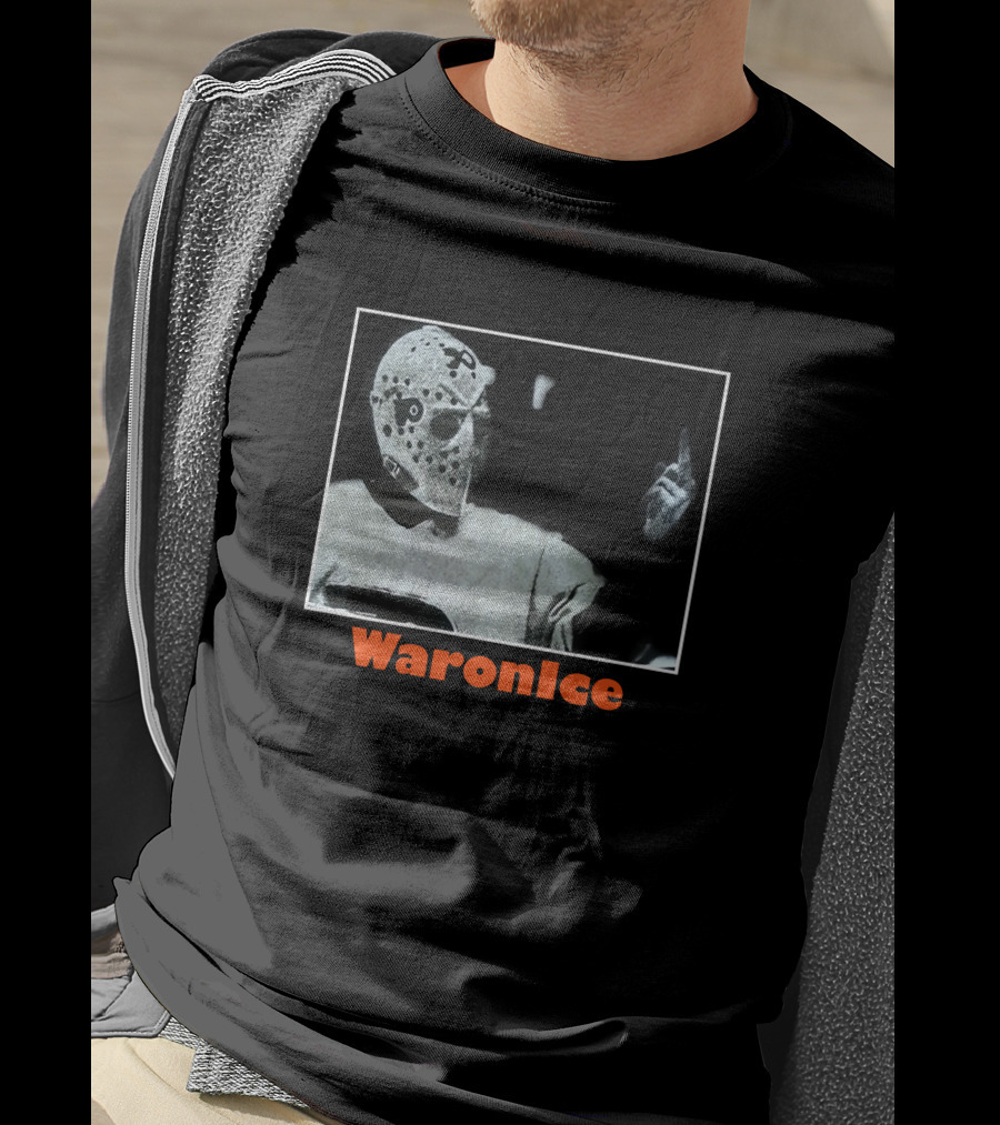 WaronIce Masked Hockey Player With Middle Finger Gesture T-Shirt