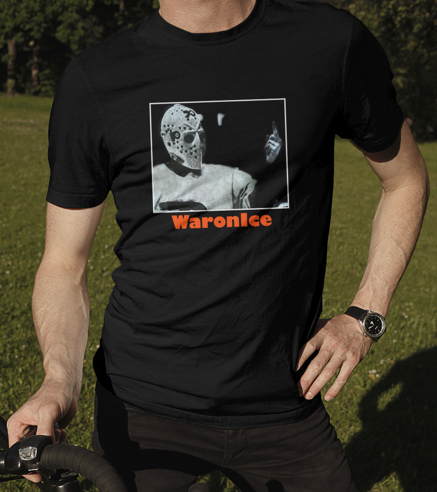 WaronIce Masked Hockey Player With Middle Finger Gesture T-Shirt