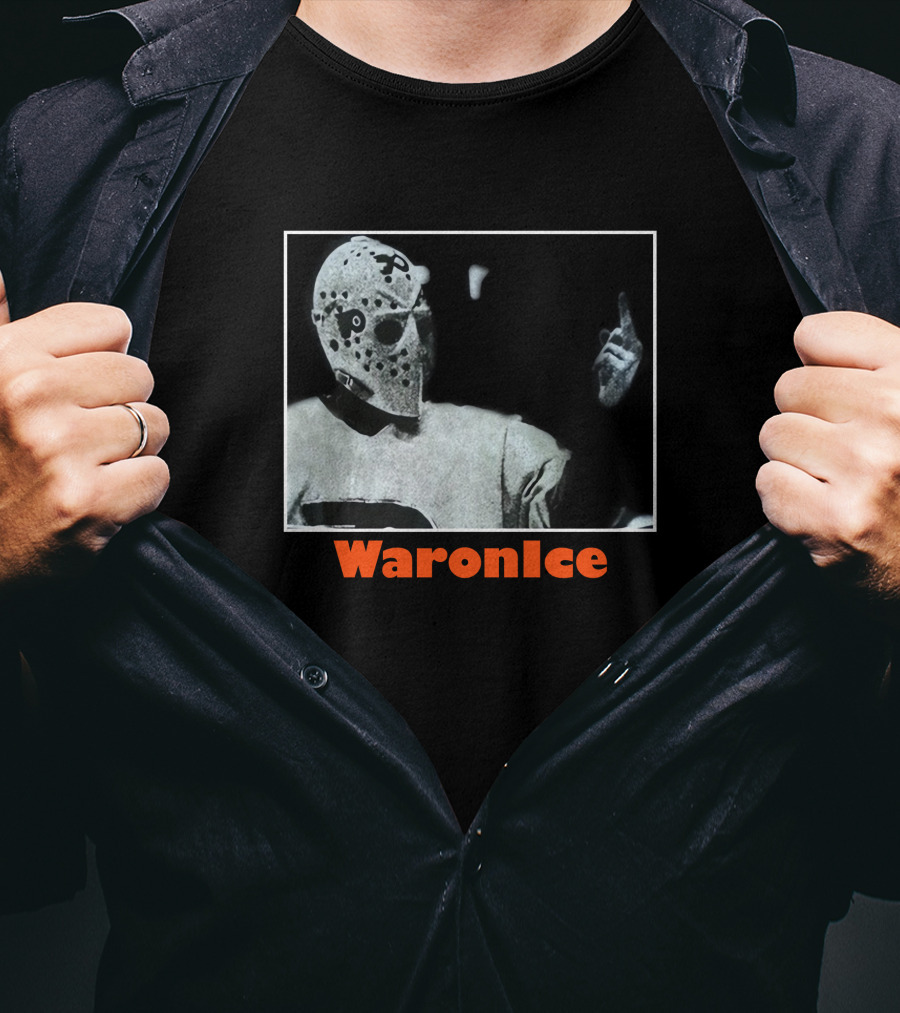 WaronIce Masked Hockey Player With Middle Finger Gesture T-Shirt