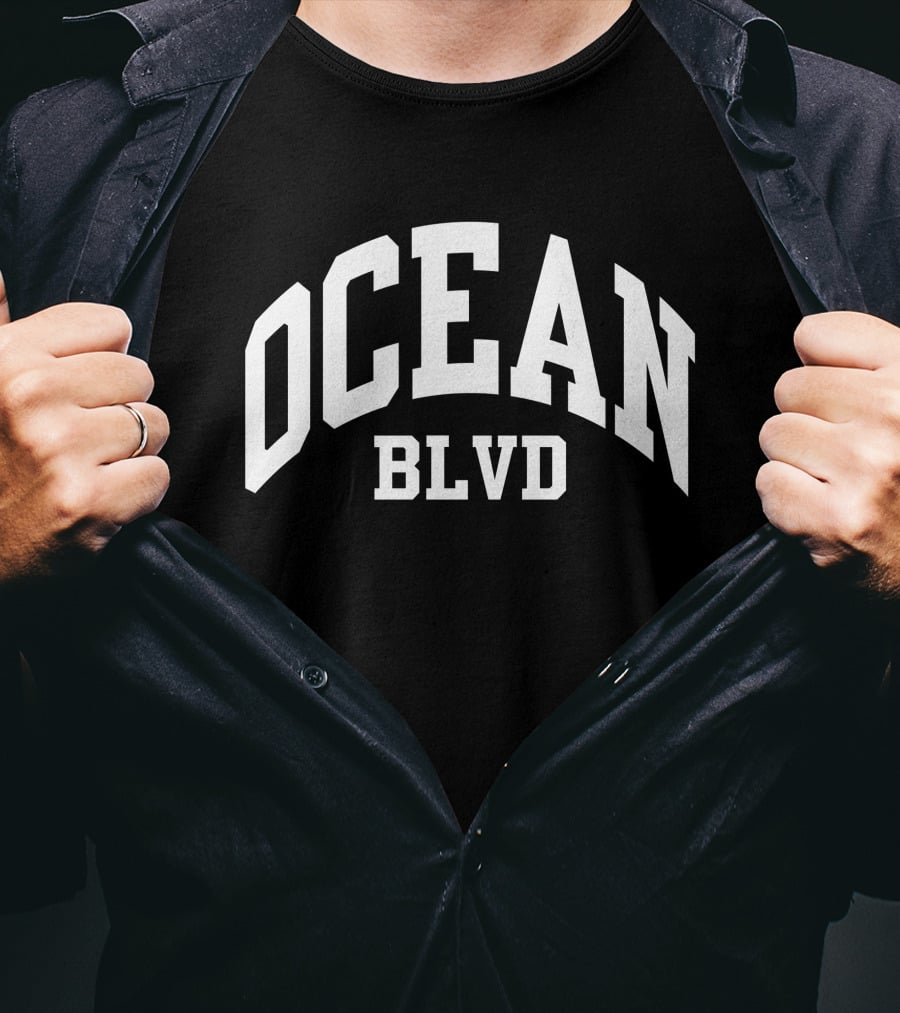 Ocean BLVD Bold Arch Typography T-Shirt