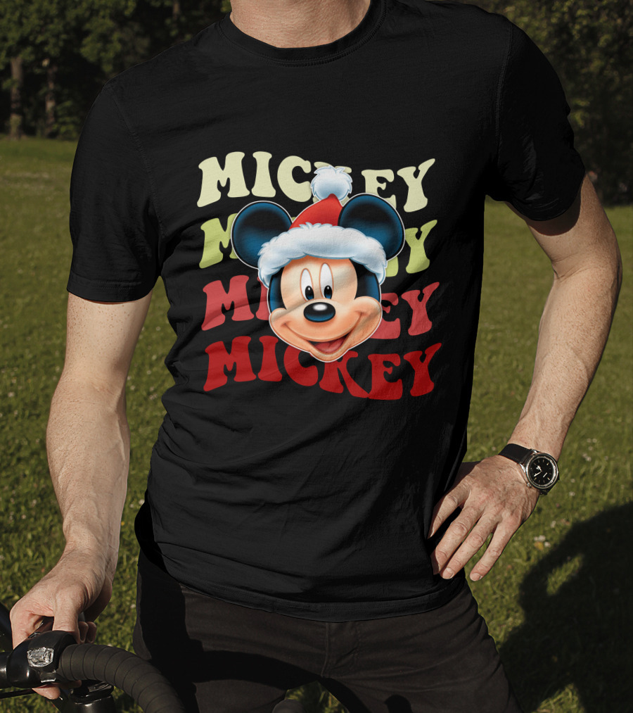 Mickey Mouse Christmas Santa Hat Holiday Festive T-Shirt