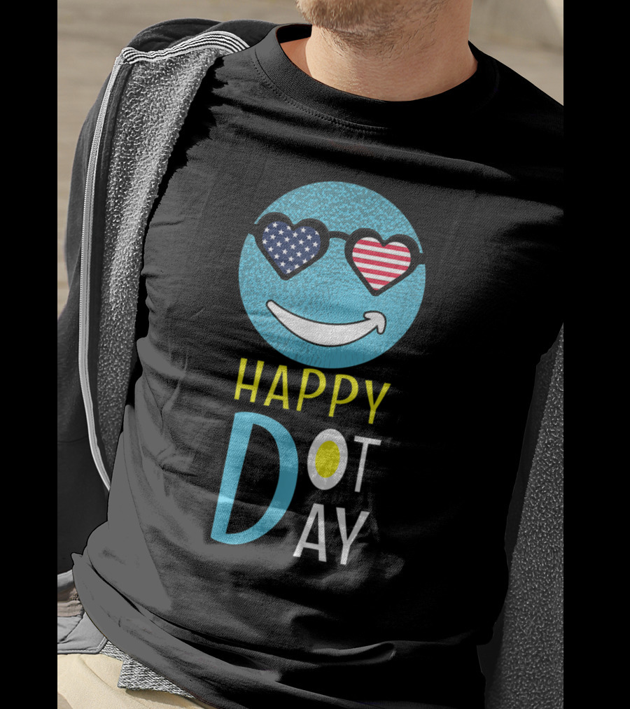 Happy International Dot Day September Smile American Flag Sunglasses T-Shirt