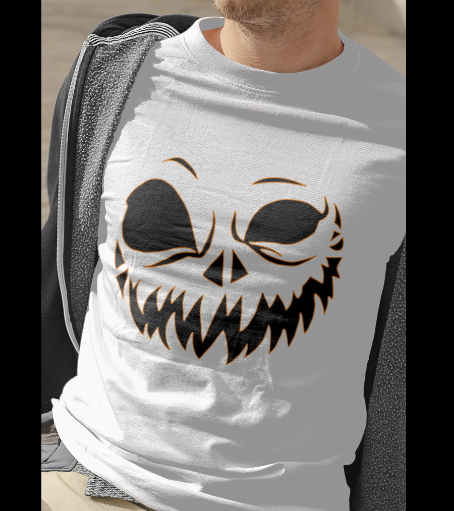 Halloween Scary Evil Pumpkin Head With Funny Pumpkin Face T-Shirt
