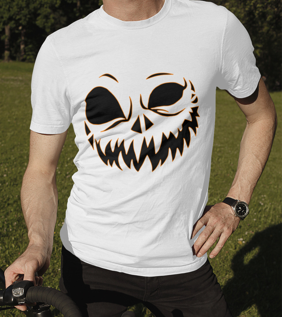 Halloween Scary Evil Pumpkin Head With Funny Pumpkin Face T-Shirt