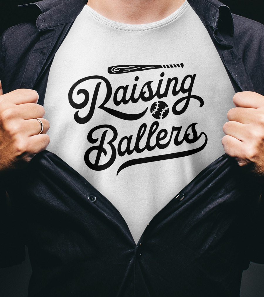 Raising Ballers Baseball Bat And Ball Enthusiast T-Shirt