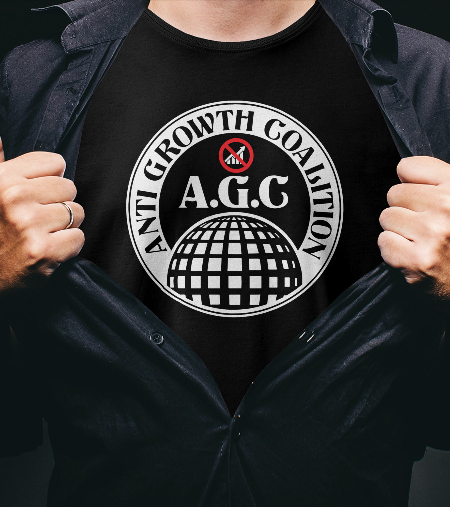 ANTI GROWTH COALITION A.G.C. No Symbol Arrow Globe T-Shirt