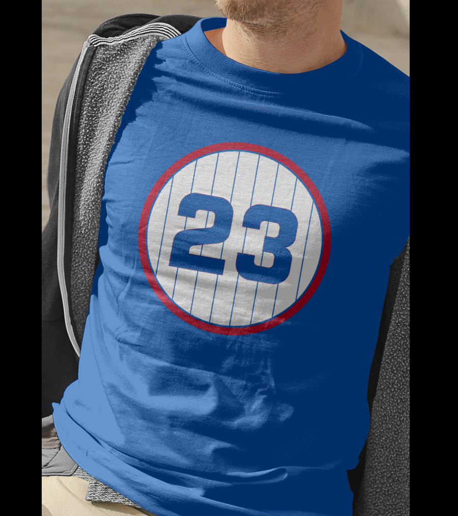 Harry Caray 23 Baseball Number Circle Blue Pinstripe T-Shirt