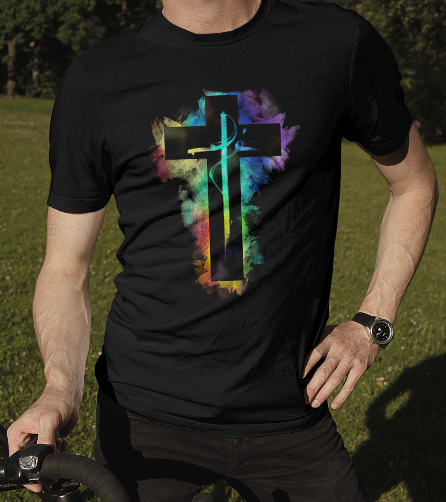 Cross Colorful Multicolor Paintbrush Cross T-Shirt