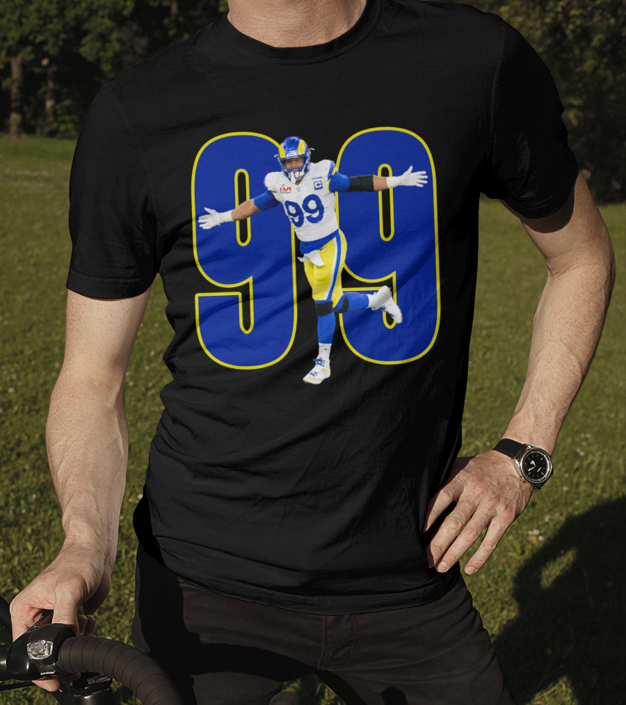 Aaron Charles Donald Number 99 NFL Player In Blue And Yellow Football Uniform T-Shirt