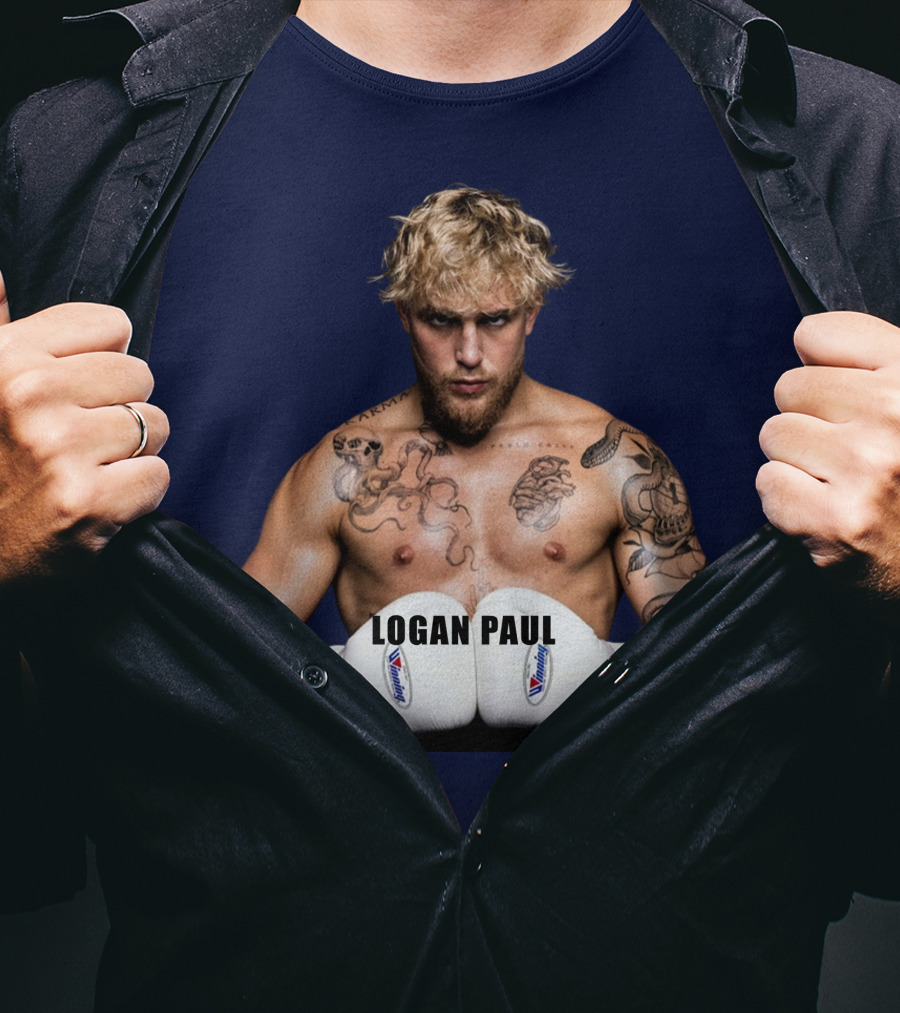 LOGAN PAUL Boxing Pose With Tattoos And Boxing Gloves T-Shirt