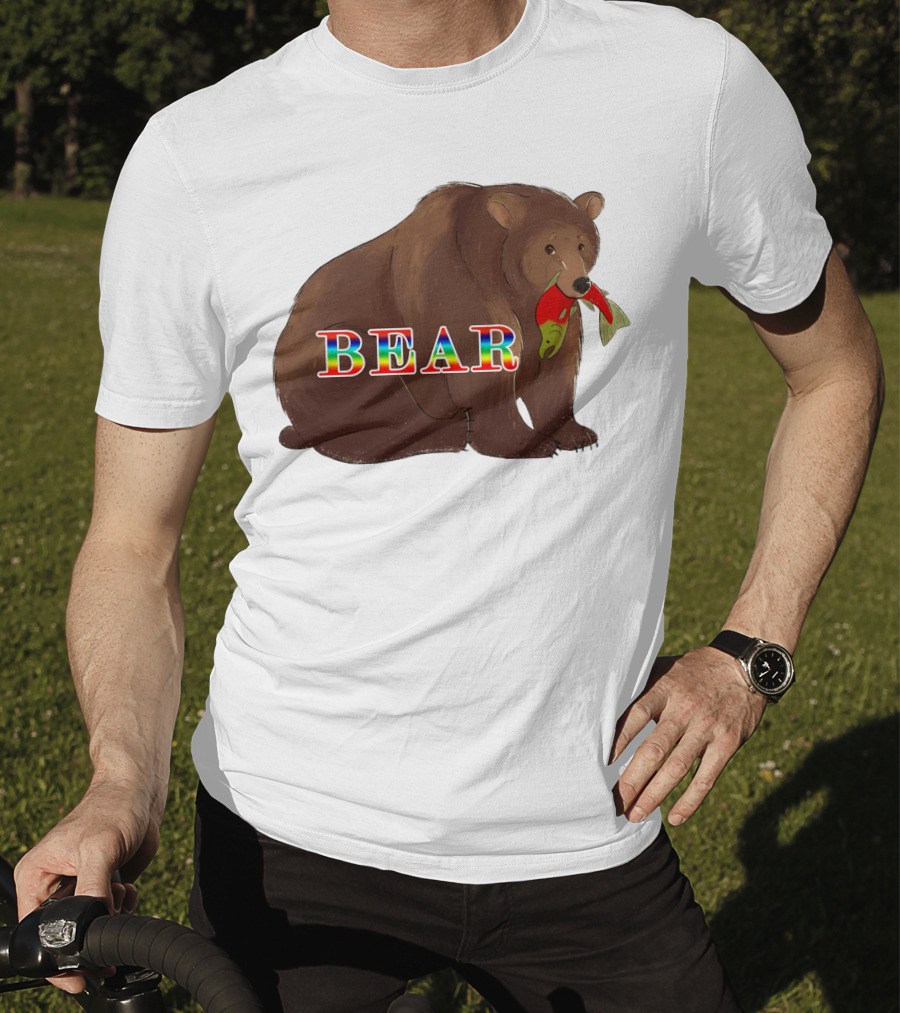 Bear Rainbow Text With Salmon T-Shirt