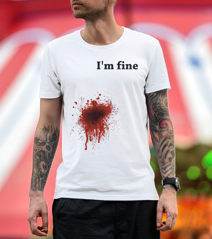 I'm Fine Bloody Zombie Bite Scary Halloween T-Shirt
