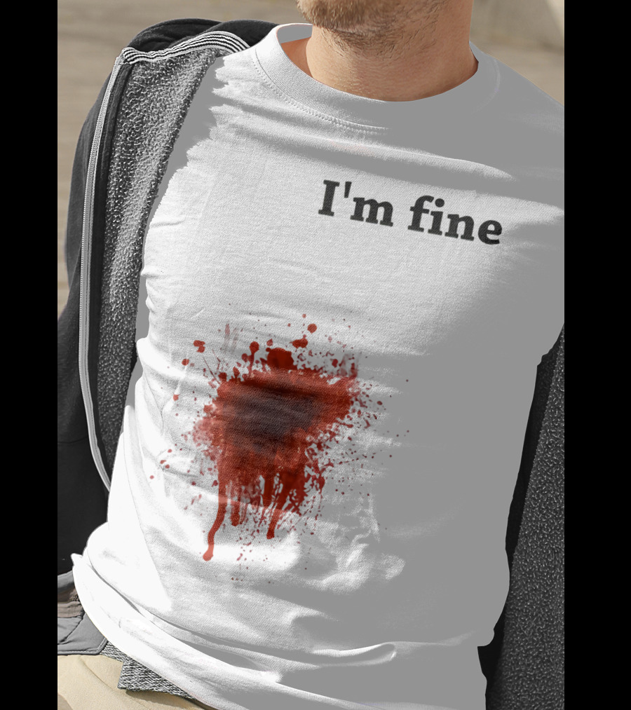 I'm Fine Bloody Zombie Bite Scary Halloween T-Shirt