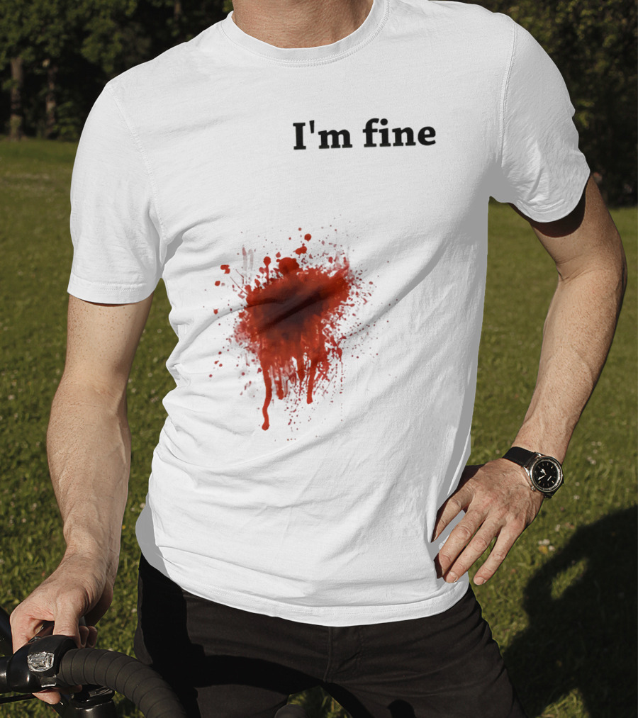 I'm Fine Bloody Zombie Bite Scary Halloween T-Shirt