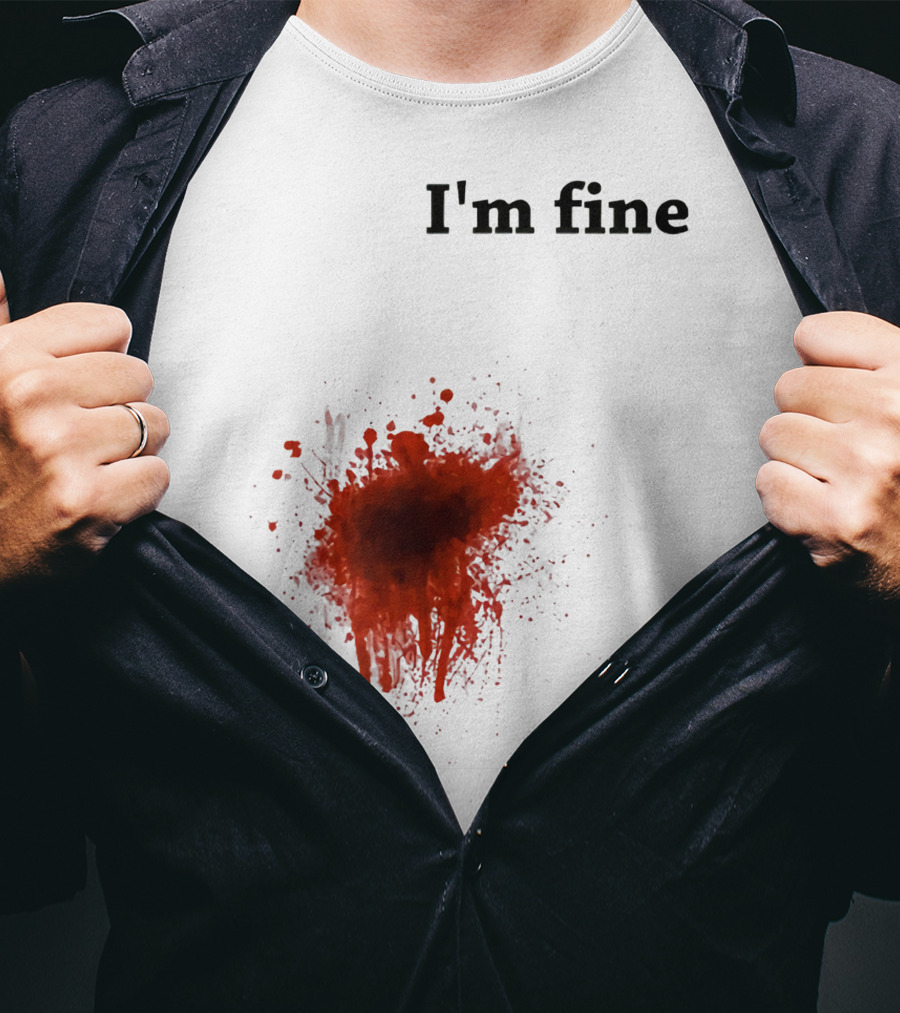 I'm Fine Bloody Zombie Bite Scary Halloween T-Shirt