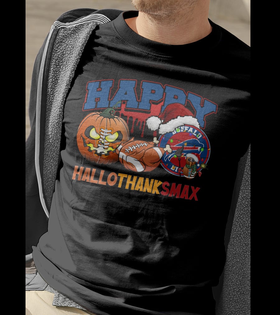 Happy Hallothanksmax Buffalo Football Holiday Fusion T-Shirt