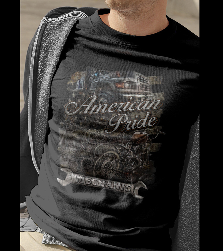 American Pride Mechanic Truck Motorcycle T-Shirt