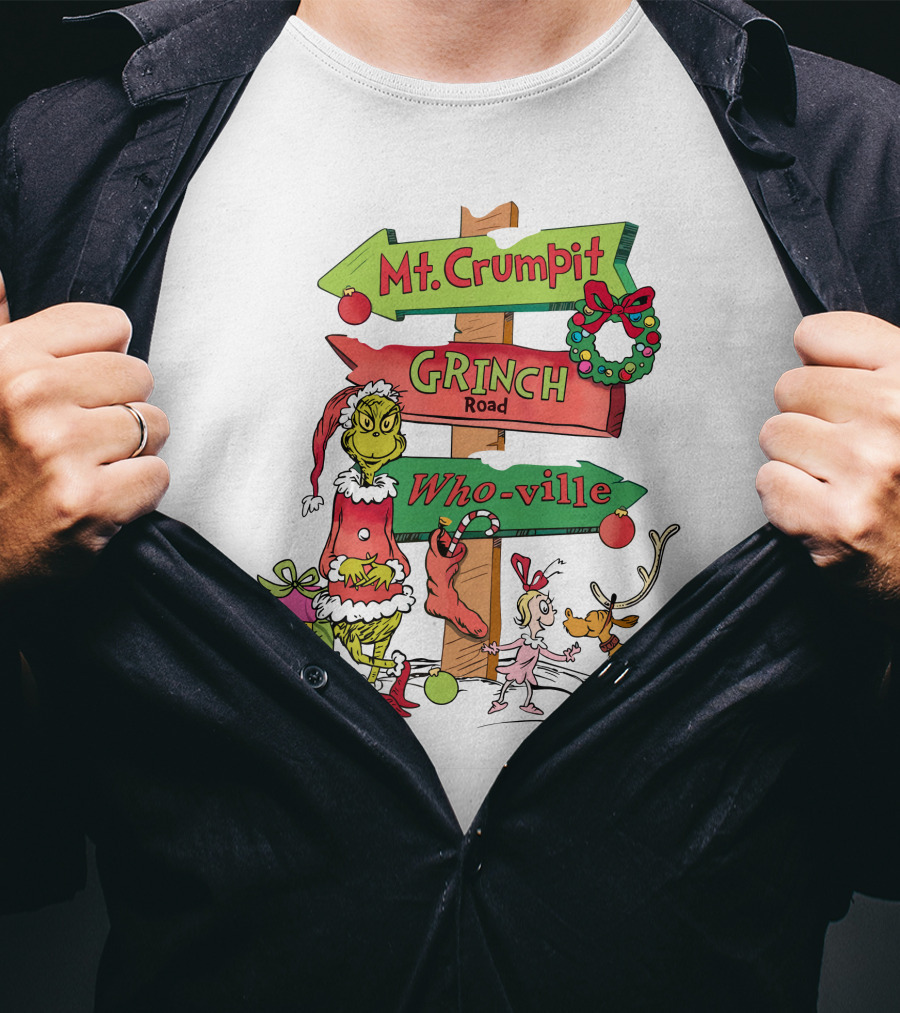 Merry Christmas Grinch Mt. Crumpit Grinch Road Who-ville T-Shirt