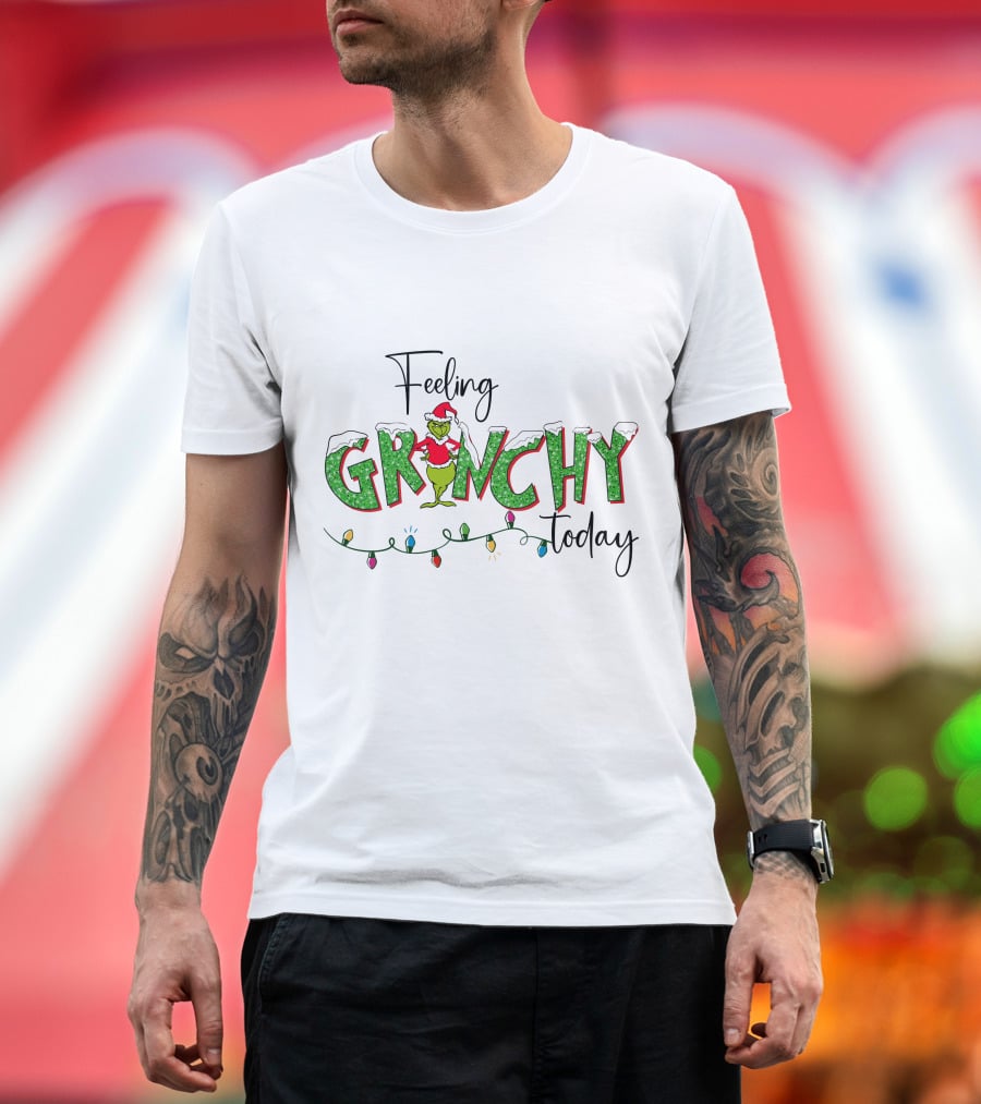 Feeling Grinchy Today Christmas Lights Holiday Festive T-Shirt